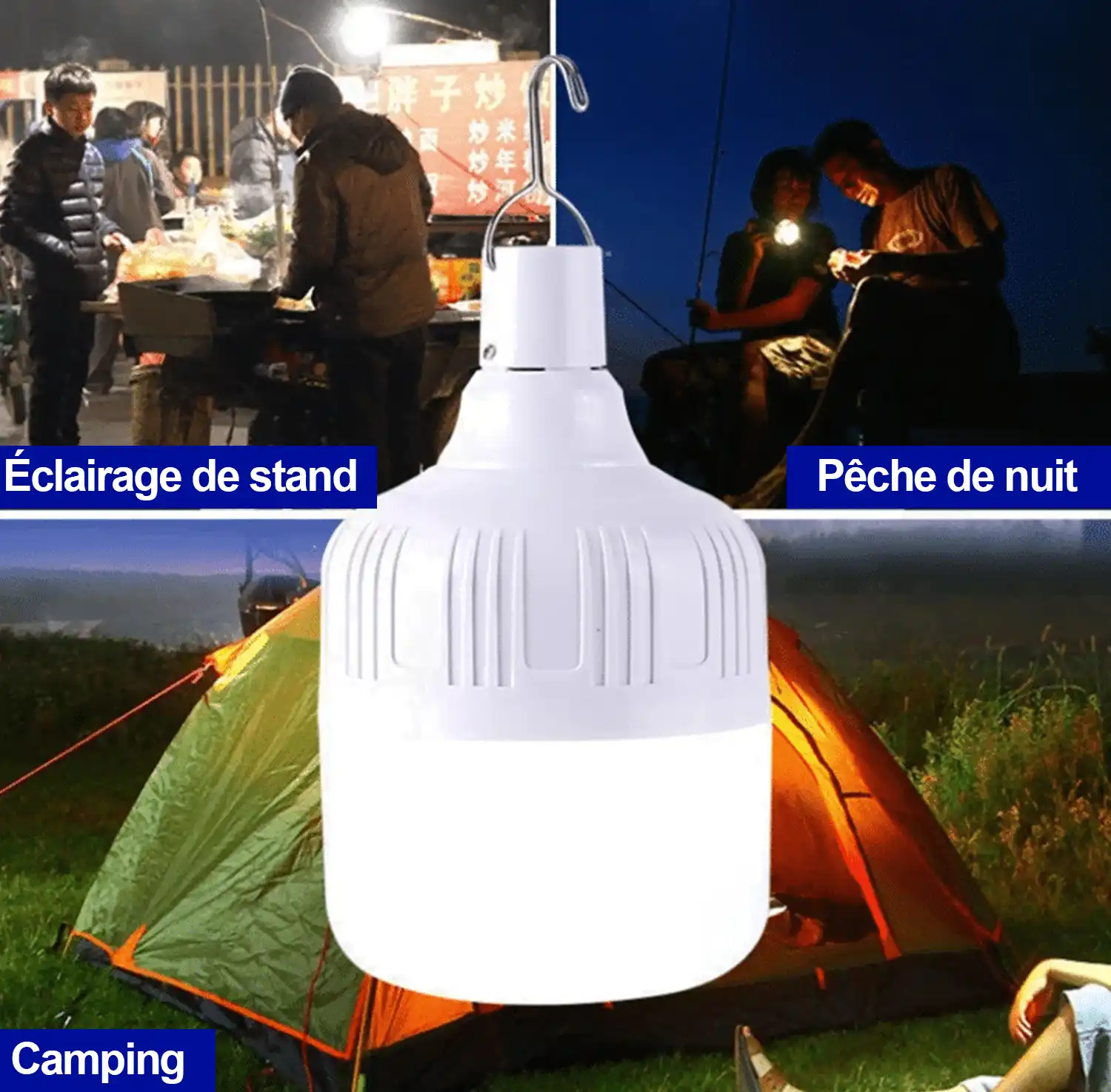 Lampe LED Rechargeable USB 50W – 4800mA Haute Capacité – 5000 Lumens – Autonomie 8h – Recharge Rapide – Lumière Blanche Froide 10000K° – Idéale Coupures, Camping, Chantier